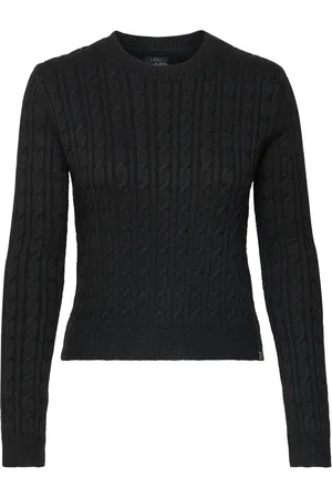 Superdry Fitted Cable Crew Neck Jumper Black
