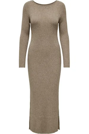 ONLY Onlkatia Ls Maxi Boatn Dress Cc Knt Beige