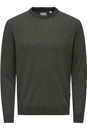 Only & Sons Onseddy Reg 7 Wool Crew Knit Khaki