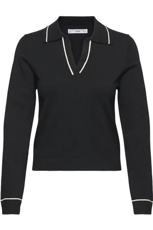 MANGO Knitted Polo-Neck Sweater Black