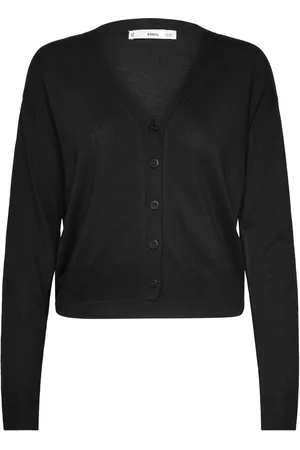 MANGO Button Knit Cardigan Black