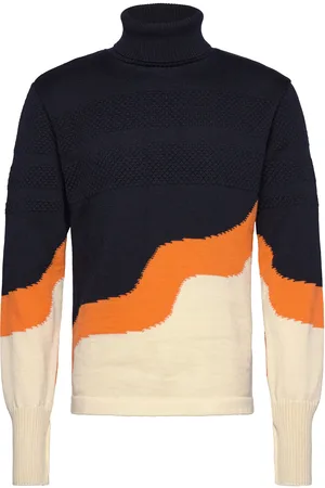 Mads Norgaard Wool Klemens 3 Colour Knit Navy