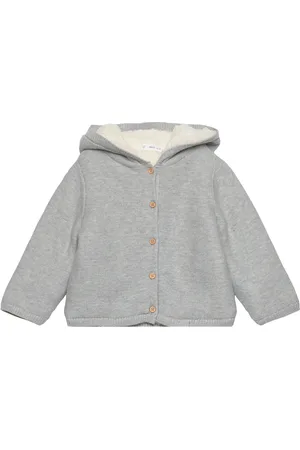 MANGO Knit Cardigan With Fleece Lining Grey