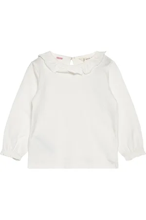 MANGO Ruffled Collar T-Shirt White