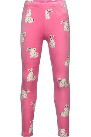 Lindex Leggings Velour Aop Rabbits Pink