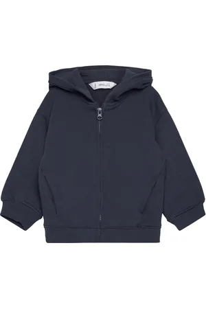 MANGO Hoodie Cotton Sweatshirt Navy