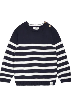 MANGO Buttons Detail Knit Sweater Navy