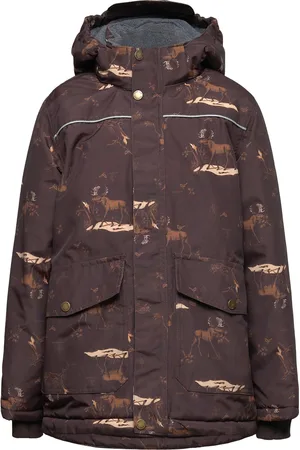 Mikk-Line Polyester Boys Jacket - Aop Brown