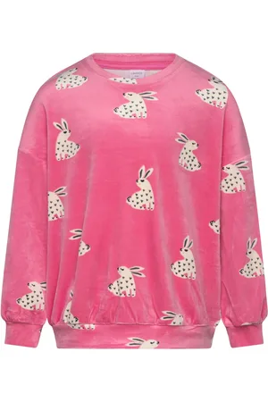 Lindex Sweater Velour Aop Rabbit Pink