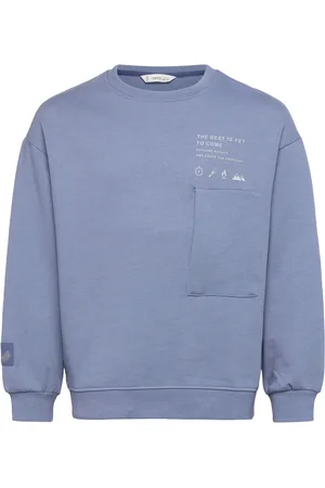 MANGO Printed Cotton Sweatshirt Blue