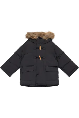 MANGO Quilted Coat With Fur-Effect Hood Black