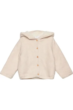 MANGO Knit Cardigan With Fleece Lining Beige