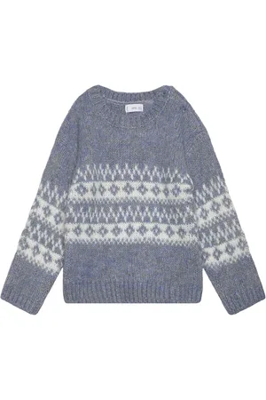 MANGO Jacquard Knitted Sweater Blue