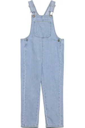 MANGO Straight Denim Dungarees Blue