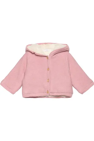 MANGO Knit Cardigan With Fleece Lining Pink