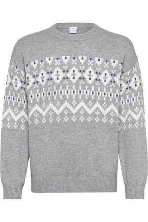 Lindex Sweater Knitted Fairisle Grey
