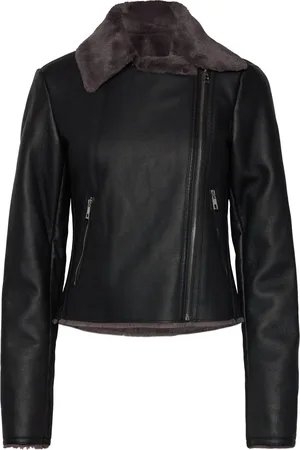 MANGO Jacket With Shearling-Effect Lining Black