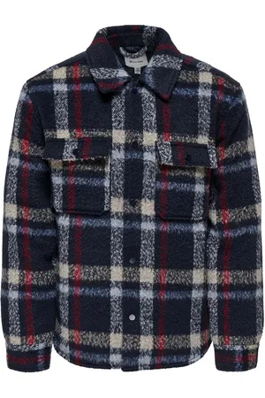 Only & Sons Onsgio Lf Check Padded Jacket Otw Navy