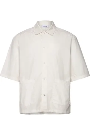 Weekday Relaxed Short Sleeve Cotton Shirt White