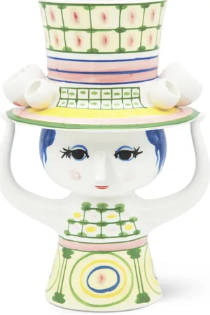 Bjørn Wiinblad Lady With Hat Vase H24.5 Cm Grøn Green