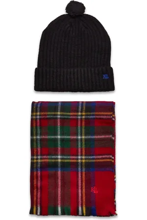 Ralph Lauren Logo Jacquard Scarf & Beanie Set Red