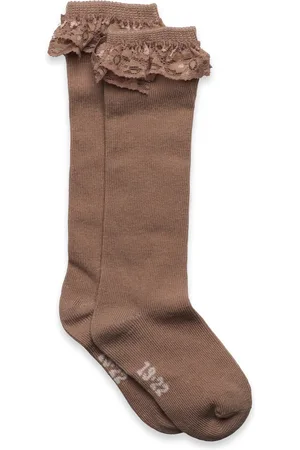 Minymo Knee Sock W. Lace Brown