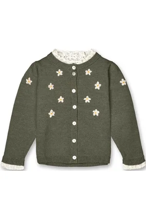 Fliink Daisy Hand Embroidered Cardigan Green