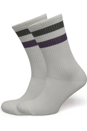 Les Deux Woods Rib Stripe Socks - 2-Pack White