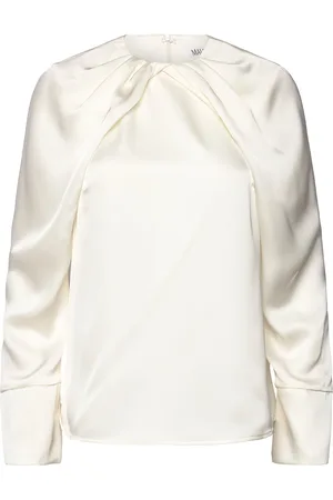 By Malina Evie Pleated Neckline Blouse Cream