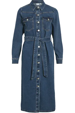 VILA Vially L/S Midi Denim Dress Mbd Blue