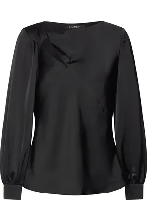 Ralph Lauren Cutout Satin Charmeuse Blouse Black