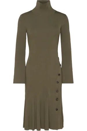 By Malina Polly Knitted Midi Dress Khaki