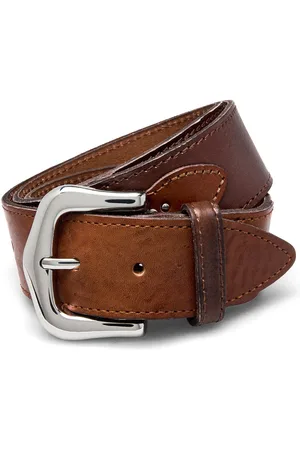 MANGO Leather Belt Brown