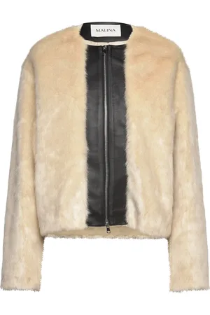 By Malina Engla Faux Fur And Leather Jacket Cream