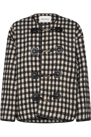 By Malina Lou Checkered Wool Blend Jacket Black