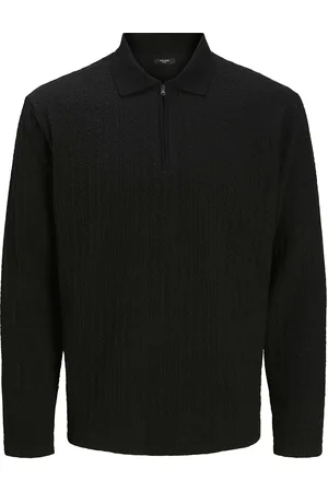 JACK & JONES Jprblaethan Ls Zip Polo Styd Aw24 Jack & J S Black