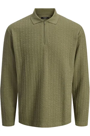JACK & JONES Jprblaethan Ls Zip Polo Styd Aw24 Jack & J S Green