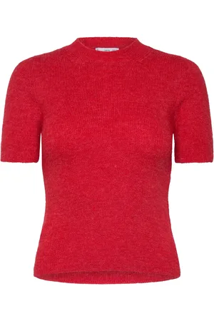 MANGO Short Sleeve Sweater Red