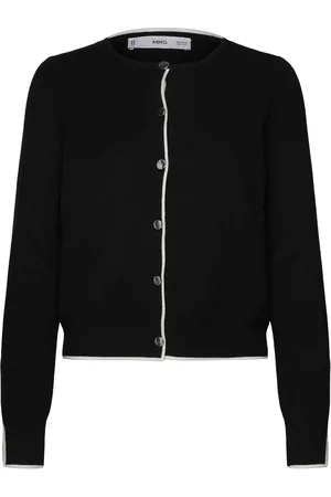 MANGO Button Knit Cardigan Black
