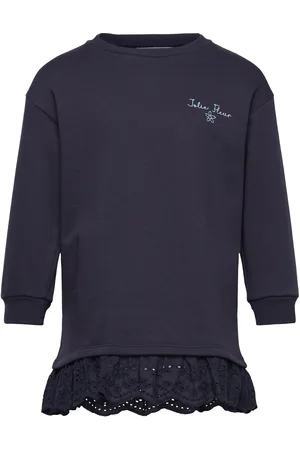 MANGO Embroidered Sweatshirt Dress Navy