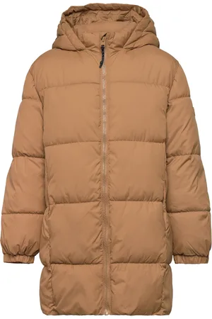 MANGO Quilted Long Coat Brown
