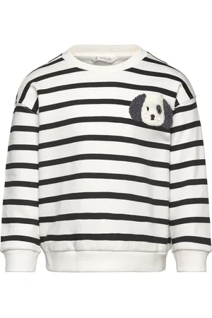 MANGO Striped Print Sweatshirt White