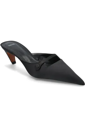 MANGO Satin Kitten-Heel Shoes Black
