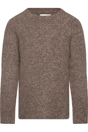 MANGO Wool-Blend Knit Sweater Brown