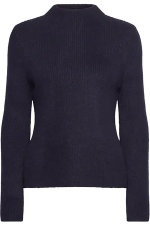 MANGO Knitted Sweater With Perkins Neck Navy