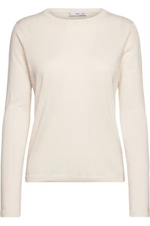 MANGO Fine-Knit Crew-Neck Sweater Cream