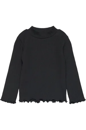 MANGO Turtleneck Long-Sleeved T-Shirt Black
