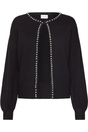 VILA Vizafina L/S O-Neck Pearl Knit Cardigan Black