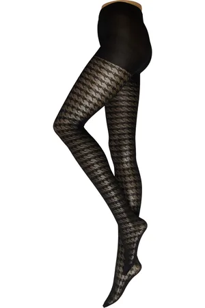 Lindex Tights 40 Den Houndstooth Black