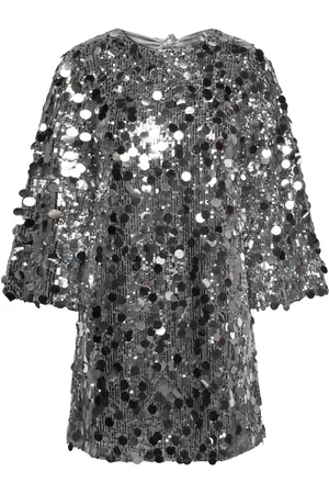 BUBBLEROOM Zandrea Sequin Bow Dress Silver